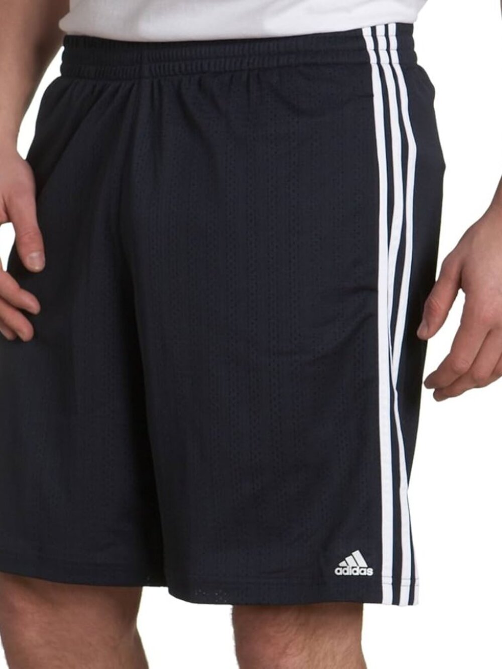 Adidas Men's Black White Summer Legend Mesh Relaxed Athletic Shorts Size XL